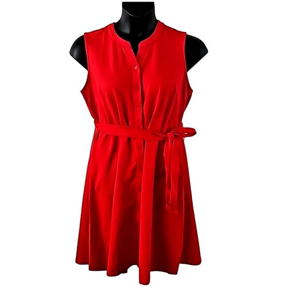 Isaac Mizrahi Live! Pique Sleeveless Dress Size: Petite Large Color Red NWOT - Picture 2 of 9